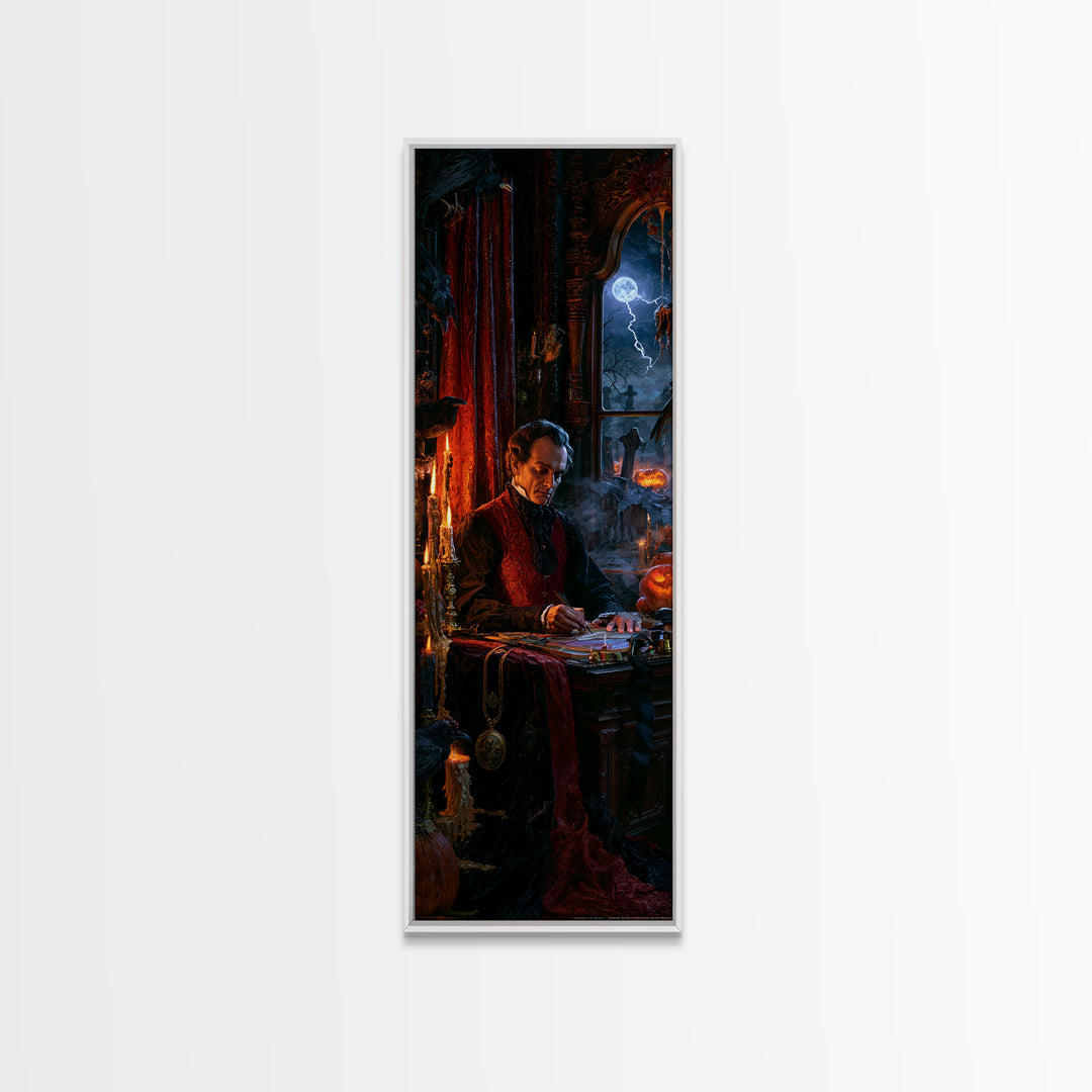 The Royal Coffin Maker, Macabre Victorian Decor, Tall Narrow Wall Art, Canvas Print, Gothic Wall Decor, Halloween Portrait Art