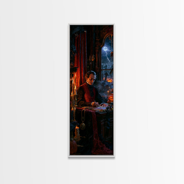 The Royal Coffin Maker, Macabre Victorian Decor, Tall Narrow Wall Art, Canvas Print, Gothic Wall Decor, Halloween Portrait Art