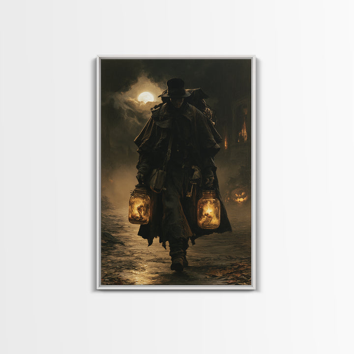 The Soul Collector, Dark Academia Wall Art, Vertical Wall Art, Canvas Print, Gothic Wall Decor, Halloween Portrait Art, Macabre Wall Art