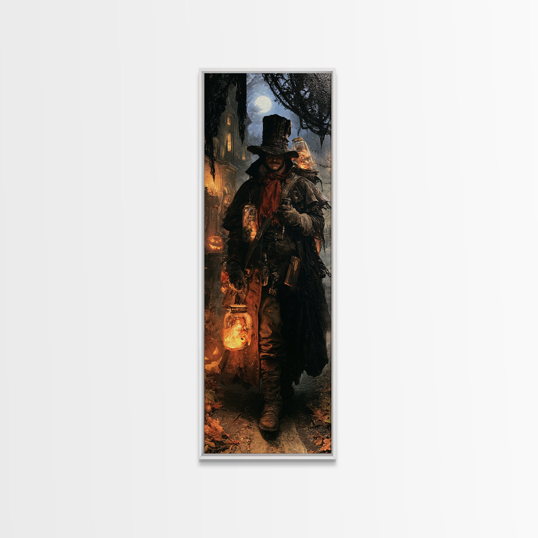 The Soul Collector, Victorian Gothic Art, Tall Narrow Wall Art, Framed Canvas Print, Gothic Wall Decor, Halloween Portrait Art