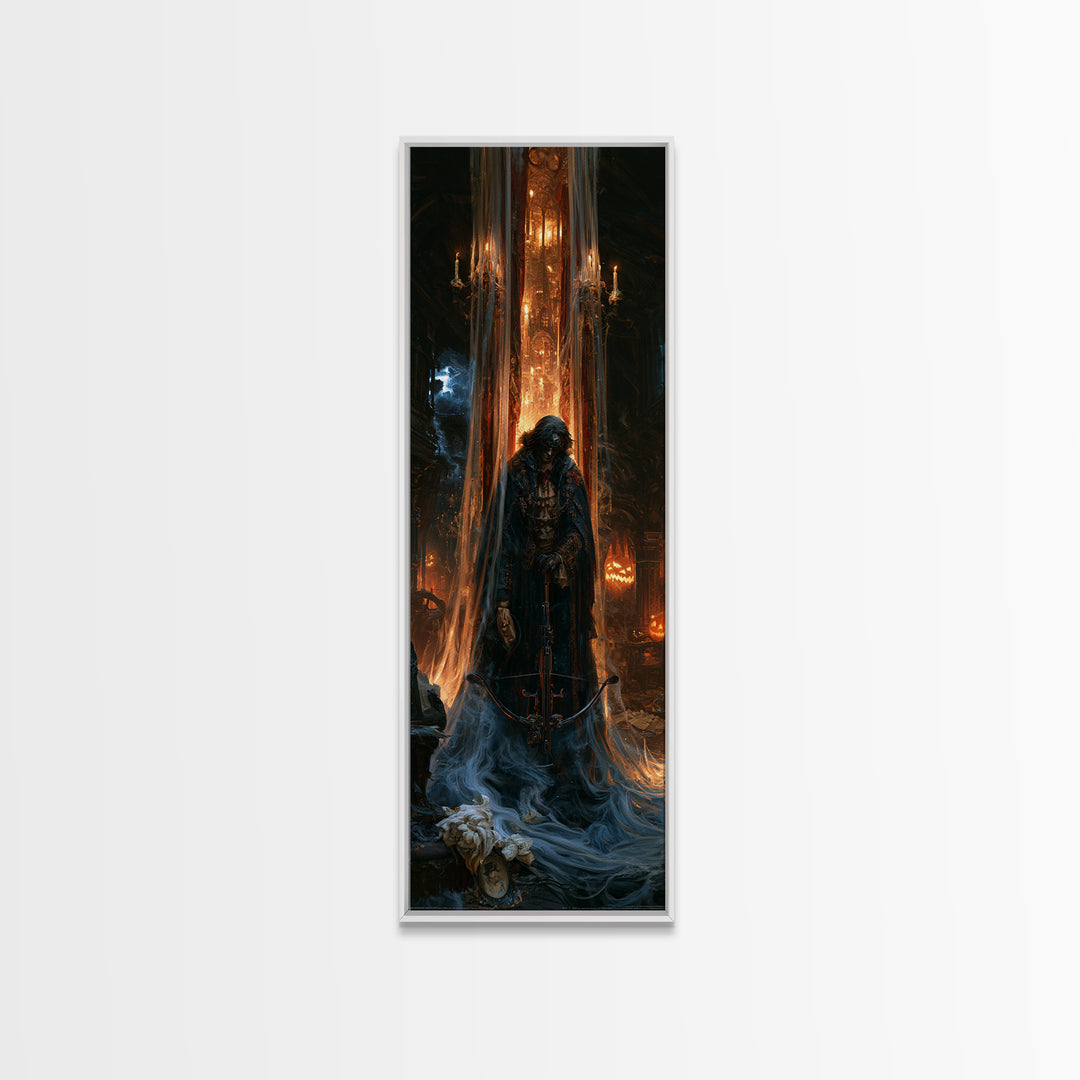 The Ghost Of The Witch Hunter, Victorian Horror Portrait, Tall Narrow Wall Art, Canvas Print, Gothic Wall Decor, Halloween Portrait Art