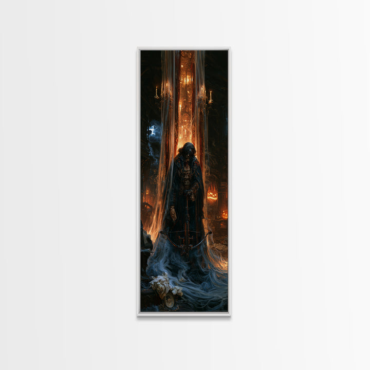 The Ghost Of The Witch Hunter, Victorian Horror Portrait, Tall Narrow Wall Art, Canvas Print, Gothic Wall Decor, Halloween Portrait Art
