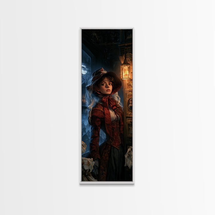 The Cemetery Beekeeper, Macabre Victorian Decor, Tall Narrow Wall Art, Canvas Print, Gothic Wall Decor, Halloween Portrait Art