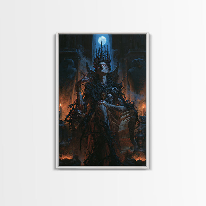 The Thorn-Crowned King, Macabre Victorian Decor, Vertical Wall Art, Framed Canvas Print, Gothic Wall Decor, Halloween Portrait Art