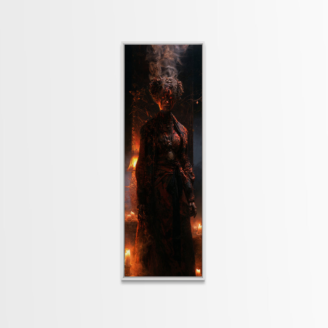 The Ash-Covered Oracle, Victorian Gothic Art, Tall Narrow Wall Art, Canvas Print, Gothic Wall Decor, Halloween Portrait Art, Horror Wall Art