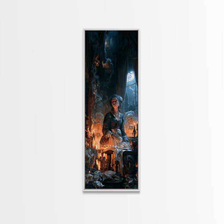 The Ghost Bakery, Dark Academia Wall Art, Tall Narrow Wall Art, Framed Canvas Print, Gothic Wall Decor, Halloween Portrait Art