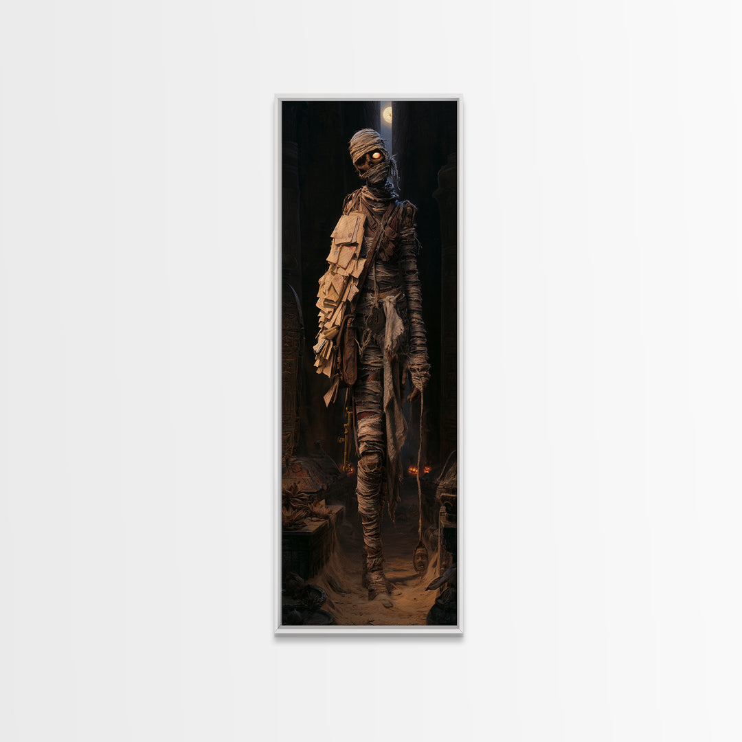 The Mummy Mail Carrier, Victorian Horror Portrait, Tall Narrow Wall Art, Canvas Print, Gothic Wall Decor, Halloween Portrait Art