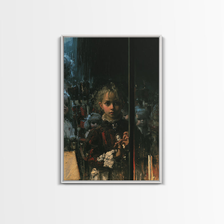The Haunted Toy Parade, Dark Academia Wall Art, Vertical Wall Art, Canvas Print, Gothic Wall Decor, Halloween Portrait Art
