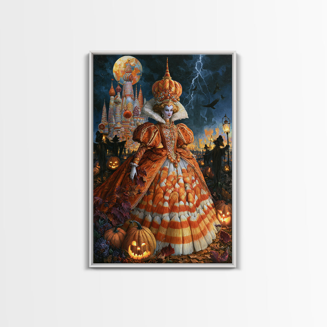 The Candy Corn Kingdom, Victorian Gothic Art, Vertical Wall Art, Canvas Print, Gothic Wall Decor, Halloween Portrait Art, Spooky Wall Decor