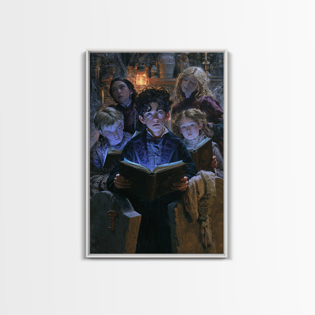 The Graveyard Book Club, Macabre Victorian Decor, Vertical Wall Art, Framed Canvas Print, Gothic Wall Decor, Halloween Portrait Art