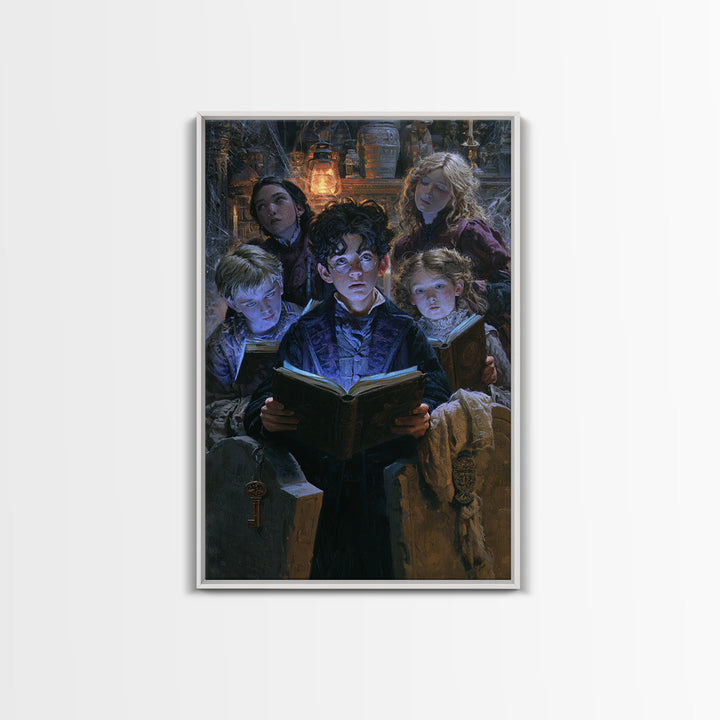 The Graveyard Book Club, Macabre Victorian Decor, Vertical Wall Art, Framed Canvas Print, Gothic Wall Decor, Halloween Portrait Art