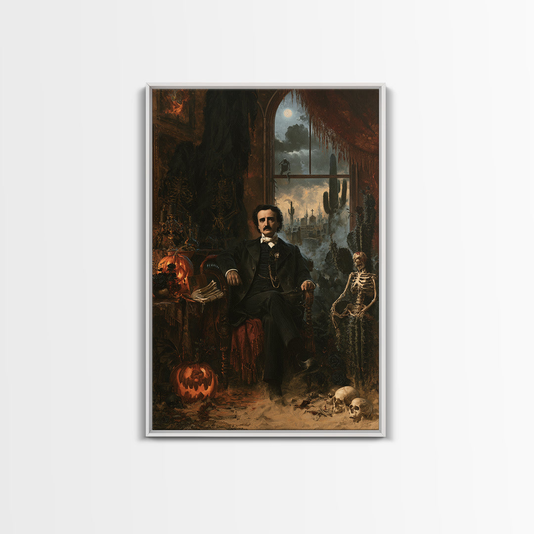 Desert Halloween, Antique Gothic Portrait, Vertical Wall Art, Framed Canvas Print, Gothic Wall Decor, Halloween Portrait Art