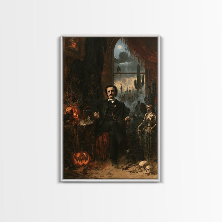 Desert Halloween, Antique Gothic Portrait, Vertical Wall Art, Framed Canvas Print, Gothic Wall Decor, Halloween Portrait Art