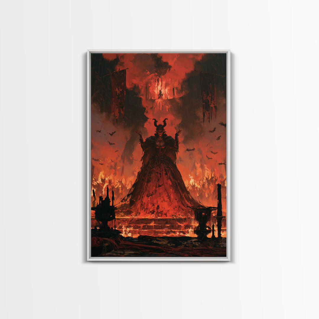 The Volcanic Demon Festival, Victorian Gothic Art, Vertical Wall Art, Framed Canvas Print, Gothic Wall Decor, Halloween Portrait Art