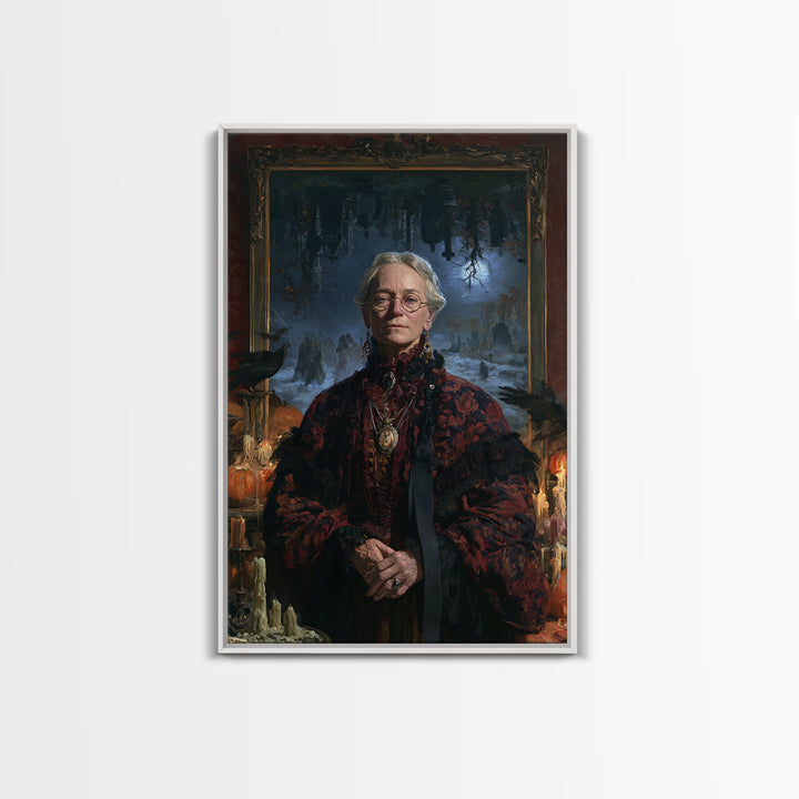 The Upside-Down Cemetery, Victorian Horror Portrait, Vertical Wall Art, Framed Canvas Print, Gothic Wall Decor, Halloween Portrait Art