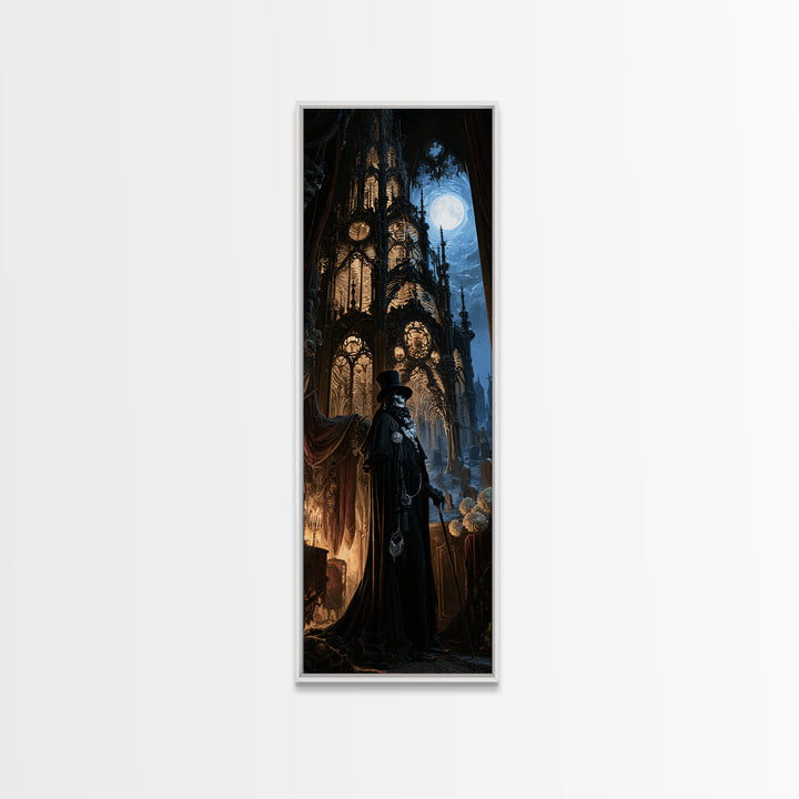 The Cathedral Of Bones, Dark Academia Wall Art, Tall Narrow Wall Art, Canvas Print, Gothic Wall Decor, Halloween Portrait Art