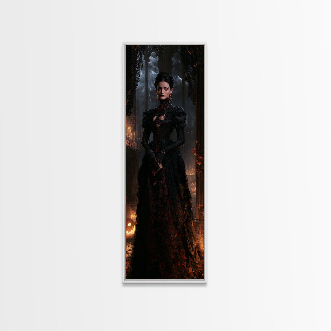 The Town Where Shadows Live, Victorian Gothic Art, Tall Narrow Wall Art, Canvas Print, Gothic Wall Decor, Halloween Portrait Art