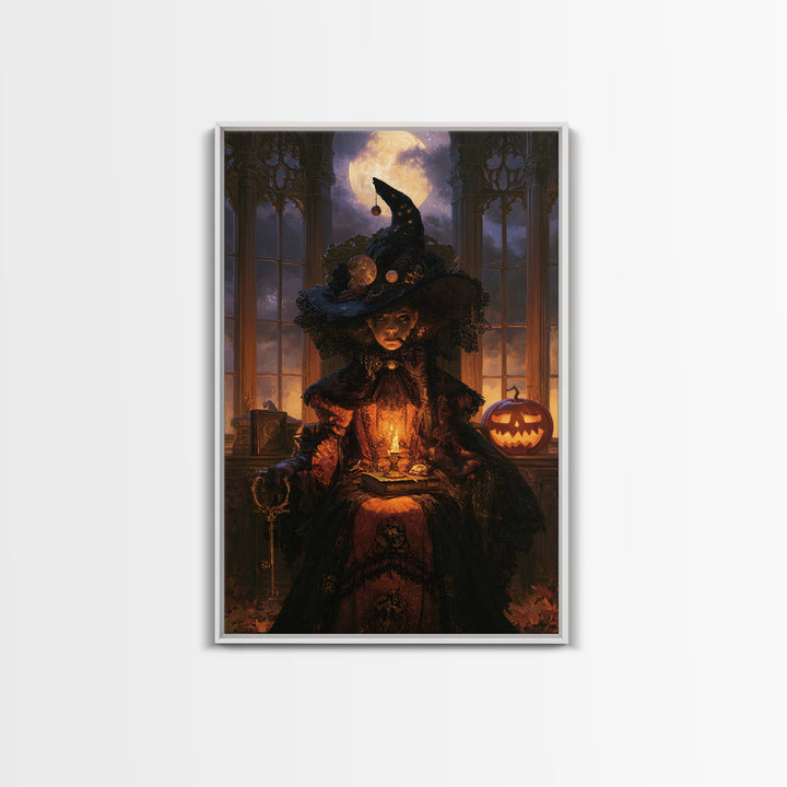 Halloween On Another Planet, Dark Academia Wall Art, Vertical Wall Art, Canvas Print, Gothic Wall Decor, Halloween Portrait Art