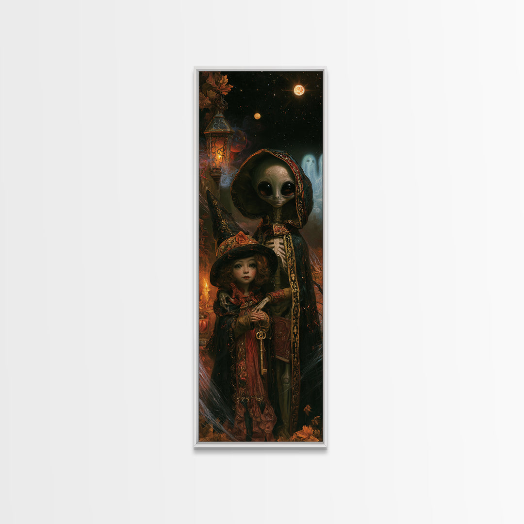Halloween On Another Planet, Victorian Gothic Art, Tall Narrow Wall Art, Canvas Print, Gothic Wall Decor, Halloween Portrait Art