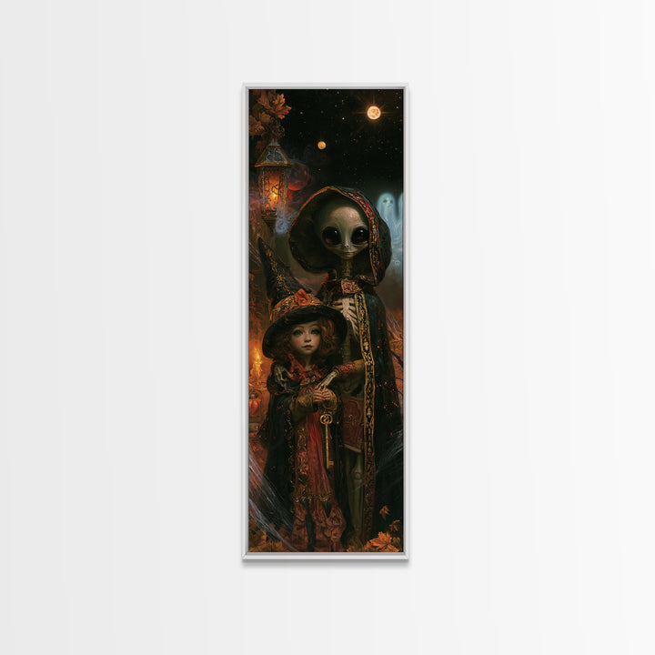 Halloween On Another Planet, Victorian Gothic Art, Tall Narrow Wall Art, Canvas Print, Gothic Wall Decor, Halloween Portrait Art