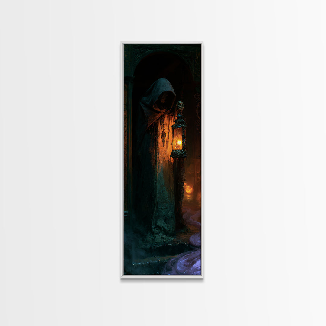 The Lantern-Bearer Of R’Lyeh, Macabre Victorian Decor, Tall Narrow Wall Art, Canvas Print, Gothic Wall Decor, Halloween Portrait Art