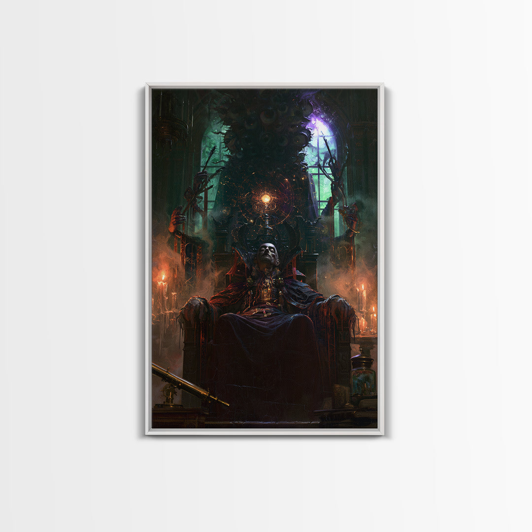 The Dreaming Priest Of The Outer Gate, Dark Academia Wall Art, Vertical Wall Art, Framed Canvas Print, Gothic Wall Decor, Halloween Decor