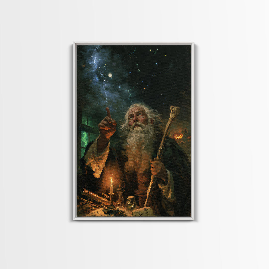 The Star-Seer Of Black Dunwich, Macabre Victorian Decor, Vertical Wall Art, Canvas Print, Gothic Wall Decor, Halloween Portrait Art