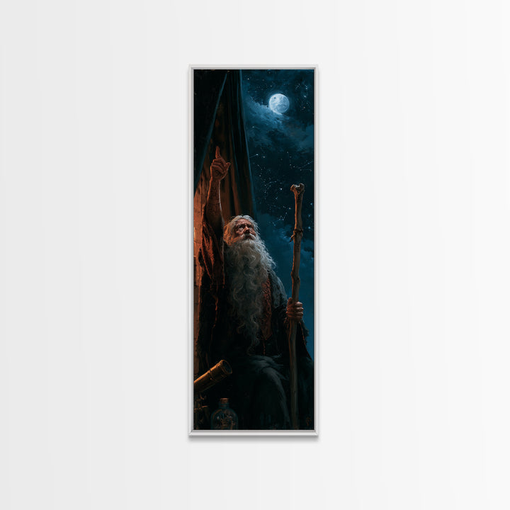 The Star-Seer Of Black Dunwich, Antique Gothic Portrait, Tall Narrow Wall Art, Canvas Print, Gothic Wall Decor, Halloween Portrait Art