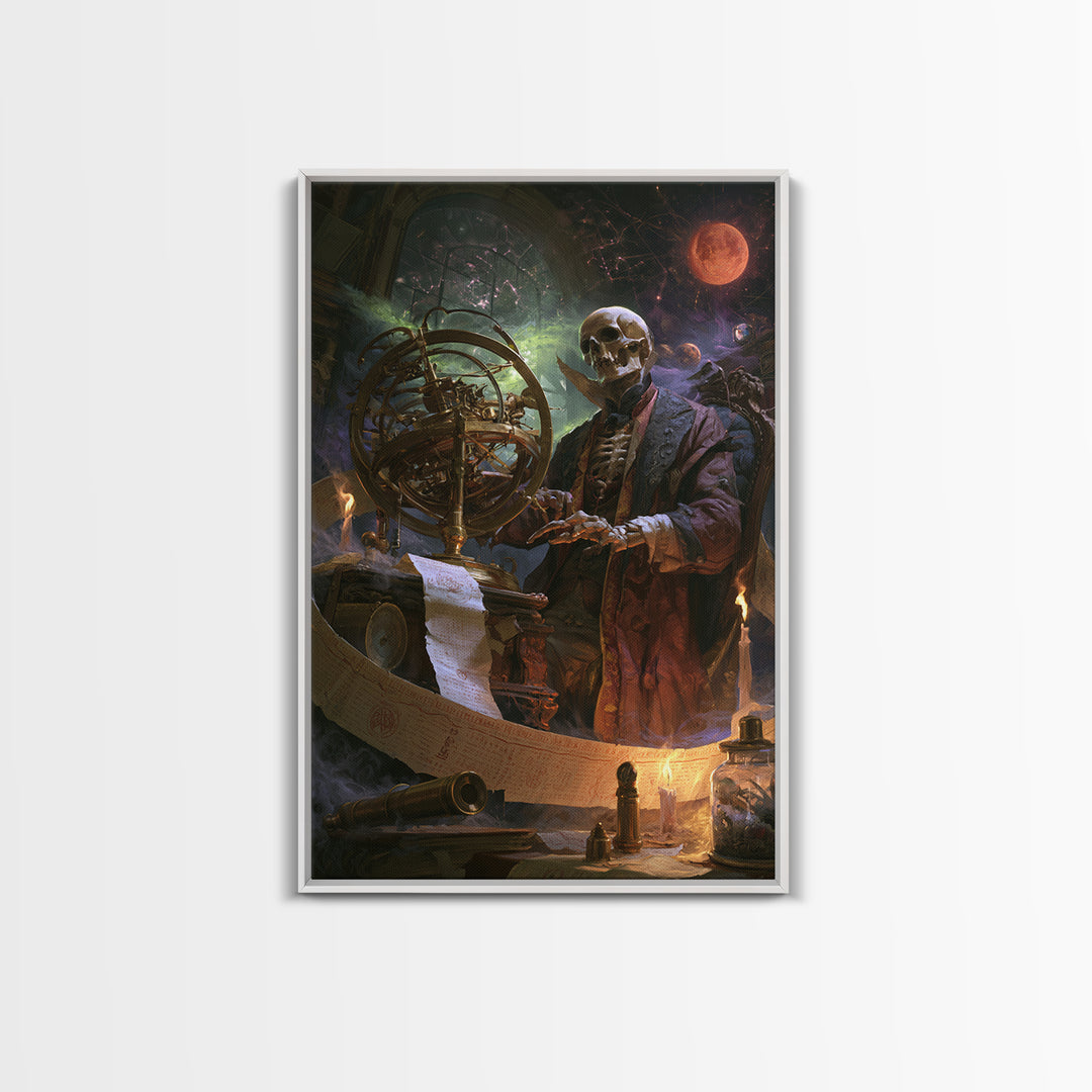 The Astronomer Of The Hollow Sky, Lovecraftian Portrait Art, Vertical Wall Art, Framed Canvas Print, Gothic Wall Decor, Horror Wall Art