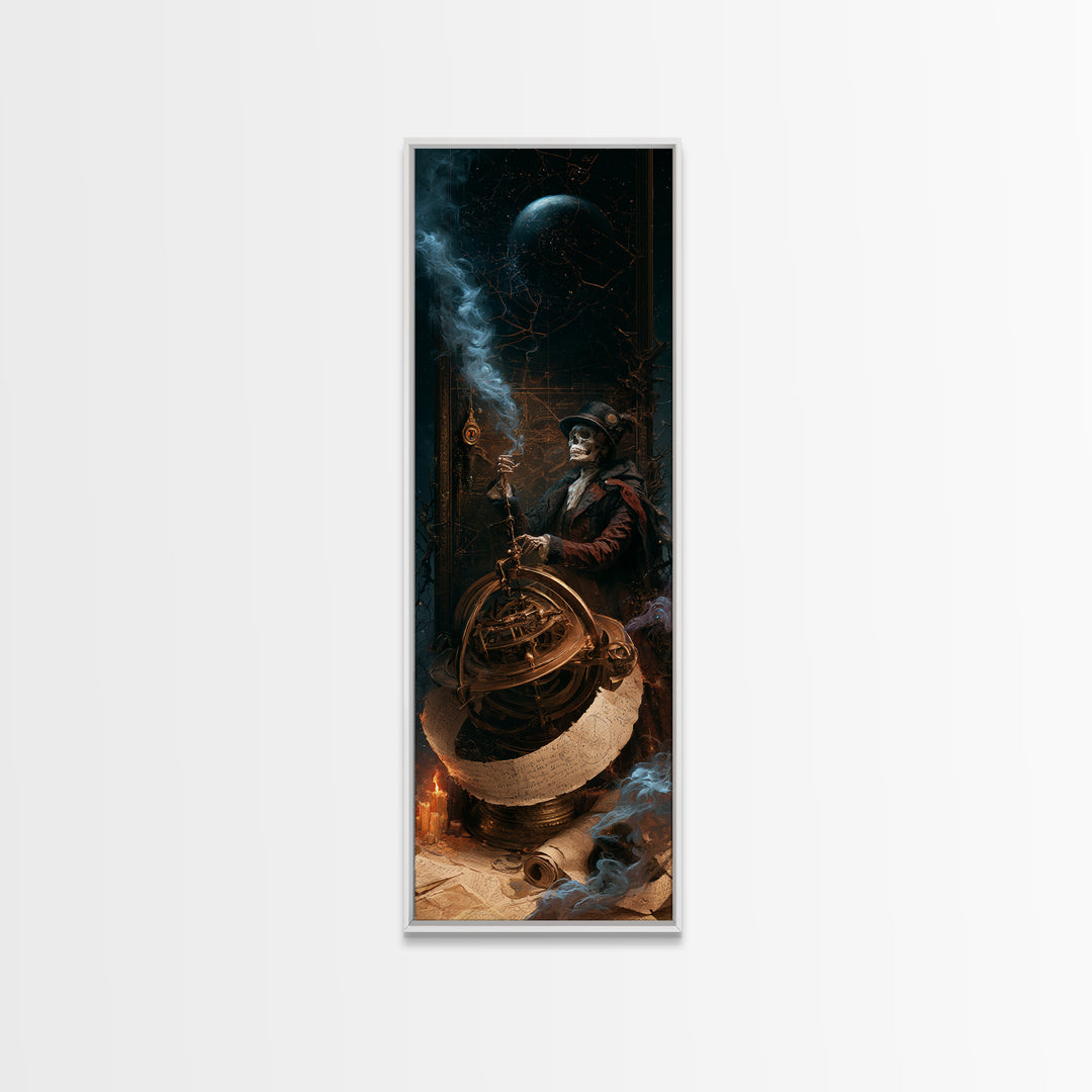 The Astronomer Of The Hollow Sky, Victorian Horror Portrait, Tall Narrow Wall Art, Canvas Print, Gothic Wall Decor, Halloween Portrait Art