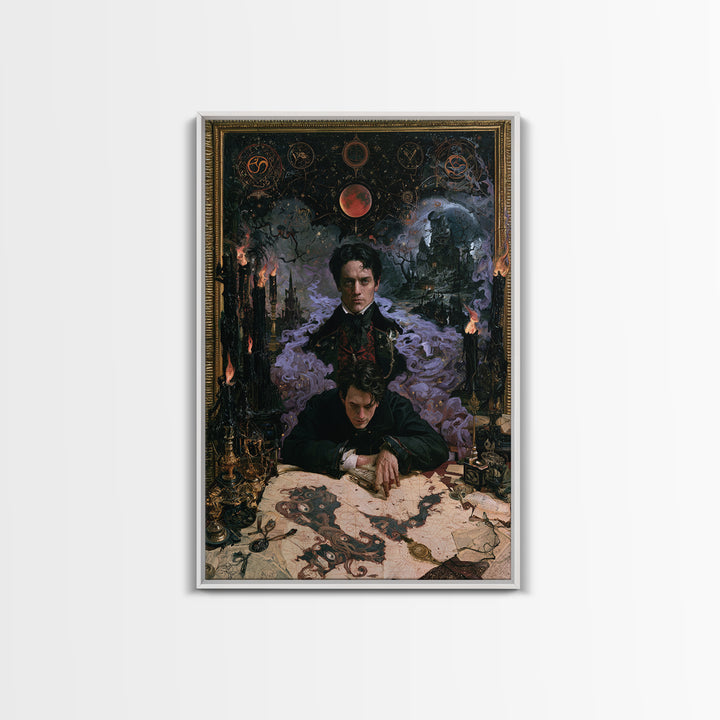The Mapmaker Of Impossible Shores, Macabre Victorian Decor, Vertical Wall Art, Framed Canvas Print, Gothic Wall Decor, Spooky Wall Decor
