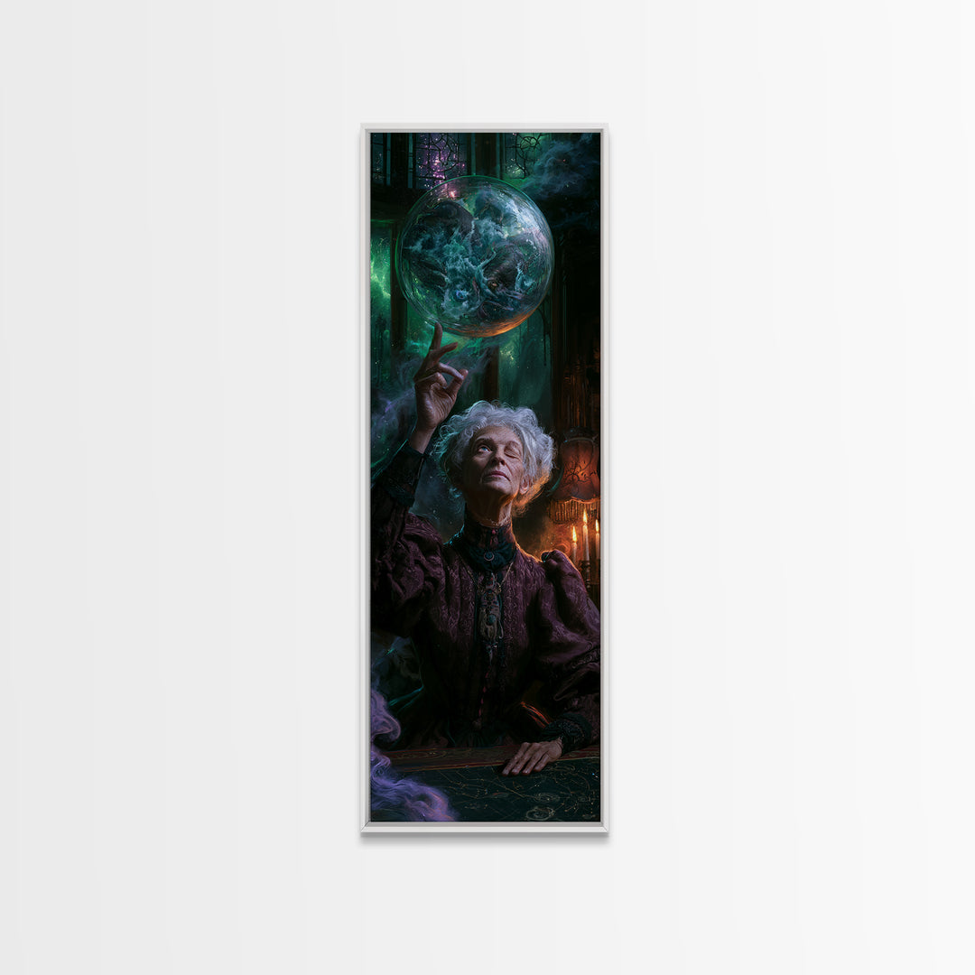 The Oracle Of The Glass Depths, Victorian Gothic Art, Tall Narrow Wall Art, Canvas Print, Gothic Wall Decor, Halloween Portrait Art