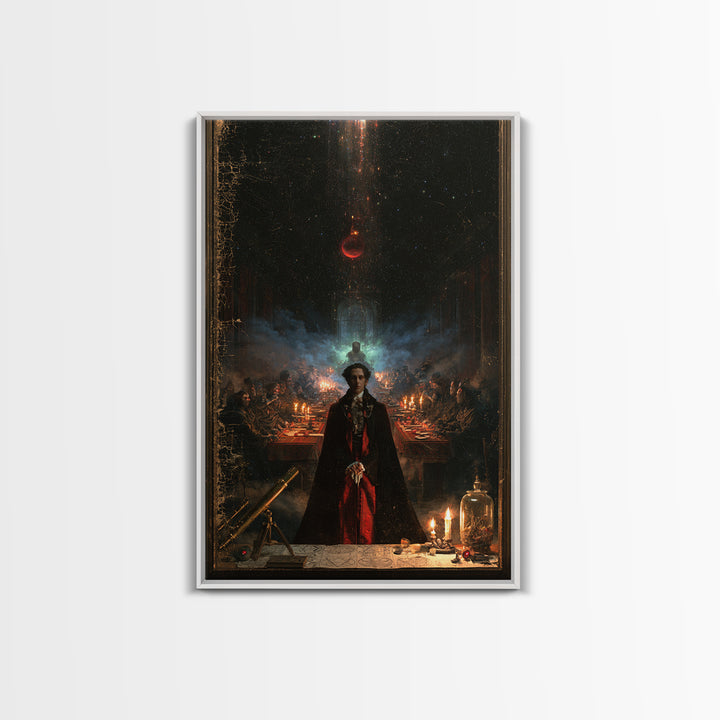 The Feast Of The Pale Cult, Victorian Gothic Art, Vertical Wall Art, Framed Canvas Print, Gothic Wall Decor, Halloween Portrait Art