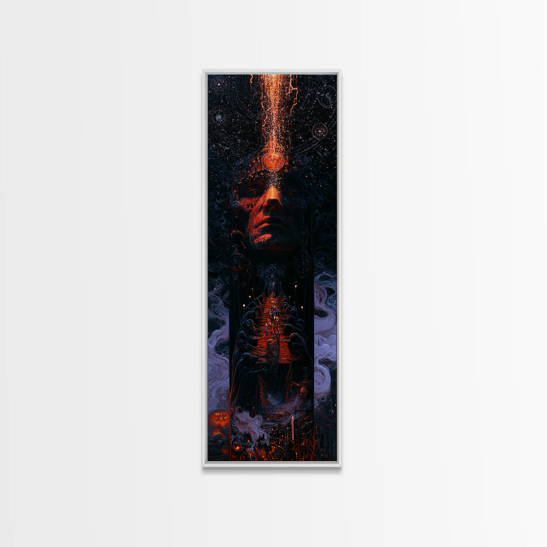 The Feast Of The Pale Cult, Dark Academia Wall Art, Tall Narrow Wall Art, Framed Canvas Print, Gothic Wall Decor, Halloween Portrait Art