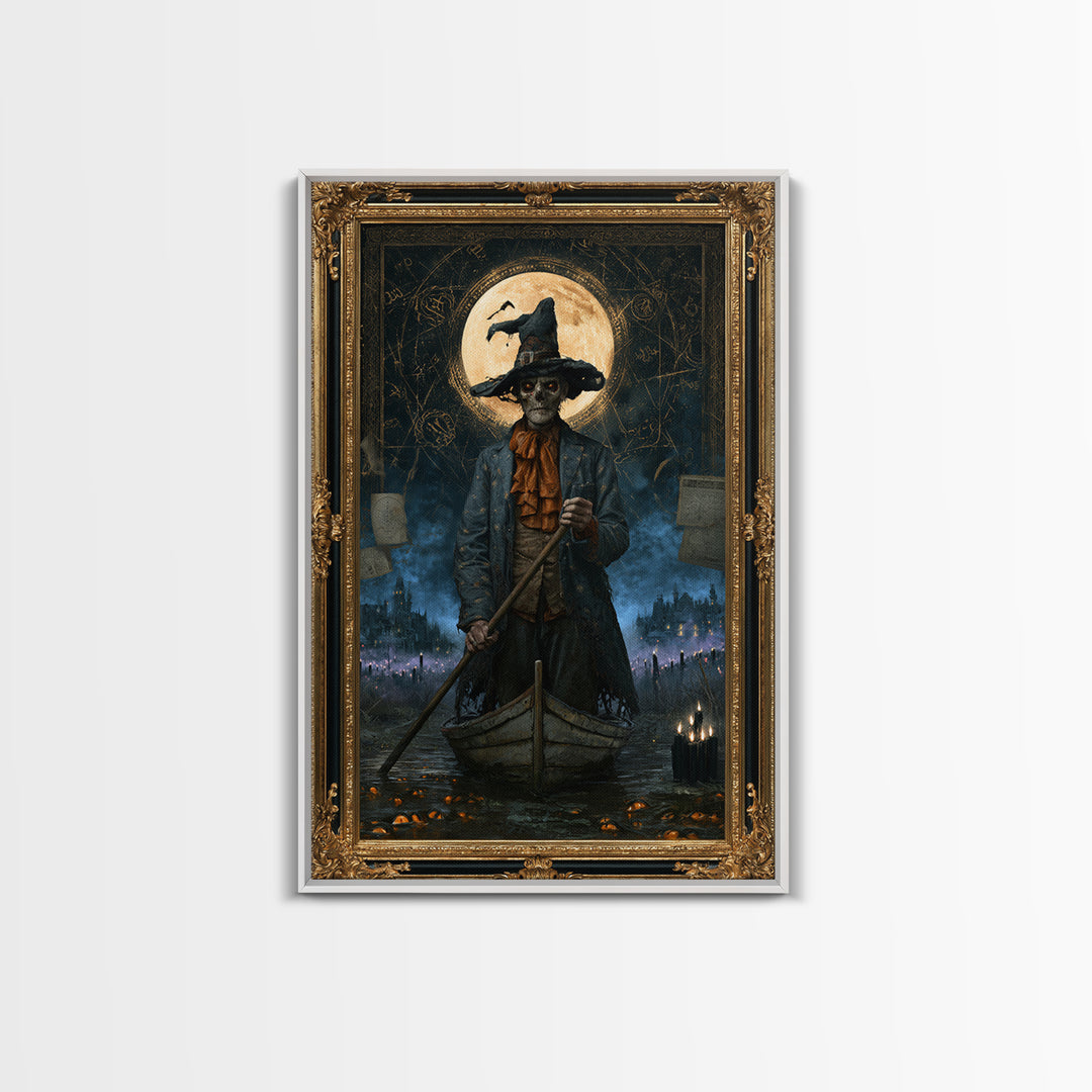 The Ferryman Of The Outer Marsh, Victorian Gothic Art, Vertical Wall Art, Canvas Print, Gothic Wall Decor, Halloween Portrait Art