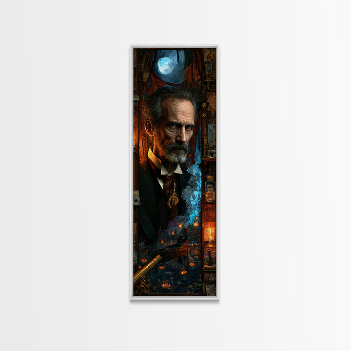 The Ferryman Of The Outer Marsh, Victorian Gothic Art, Tall Narrow Wall Art, Framed Canvas Print, Gothic Wall Decor, Halloween Portrait Art