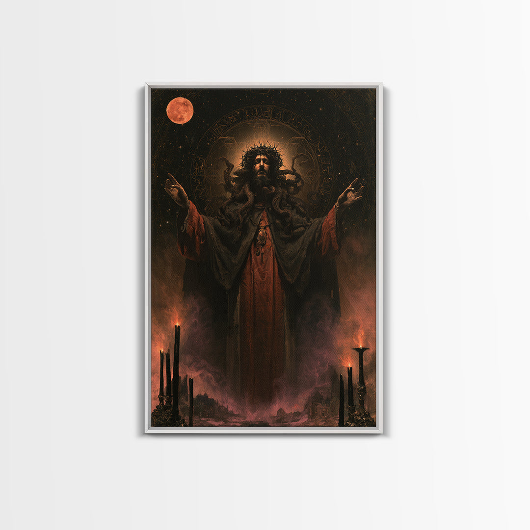 The Crown Of The Tentacled Saint, Victorian Cosmic Horror, Vertical Wall Art, Framed Canvas Print, Gothic Wall Decor, Halloween Portrait Art