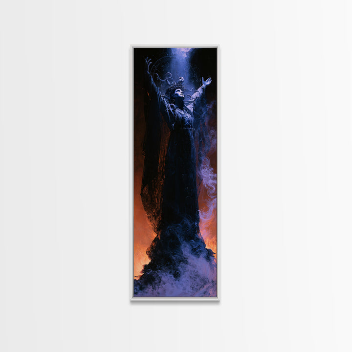 The Crown Of The Tentacled Saint, Macabre Victorian Decor, Tall Narrow Wall Art, Canvas Print, Gothic Wall Decor, Halloween Portrait Art