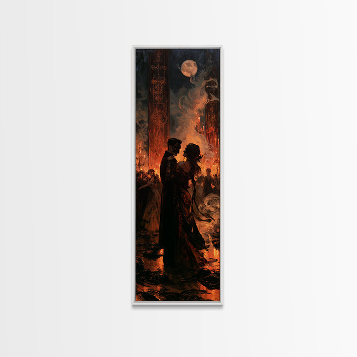 The Ballroom Of Silent Shoggoths, Victorian Horror Portrait, Tall Narrow Wall Art, Canvas Print, Gothic Wall Decor, Halloween Portrait Art