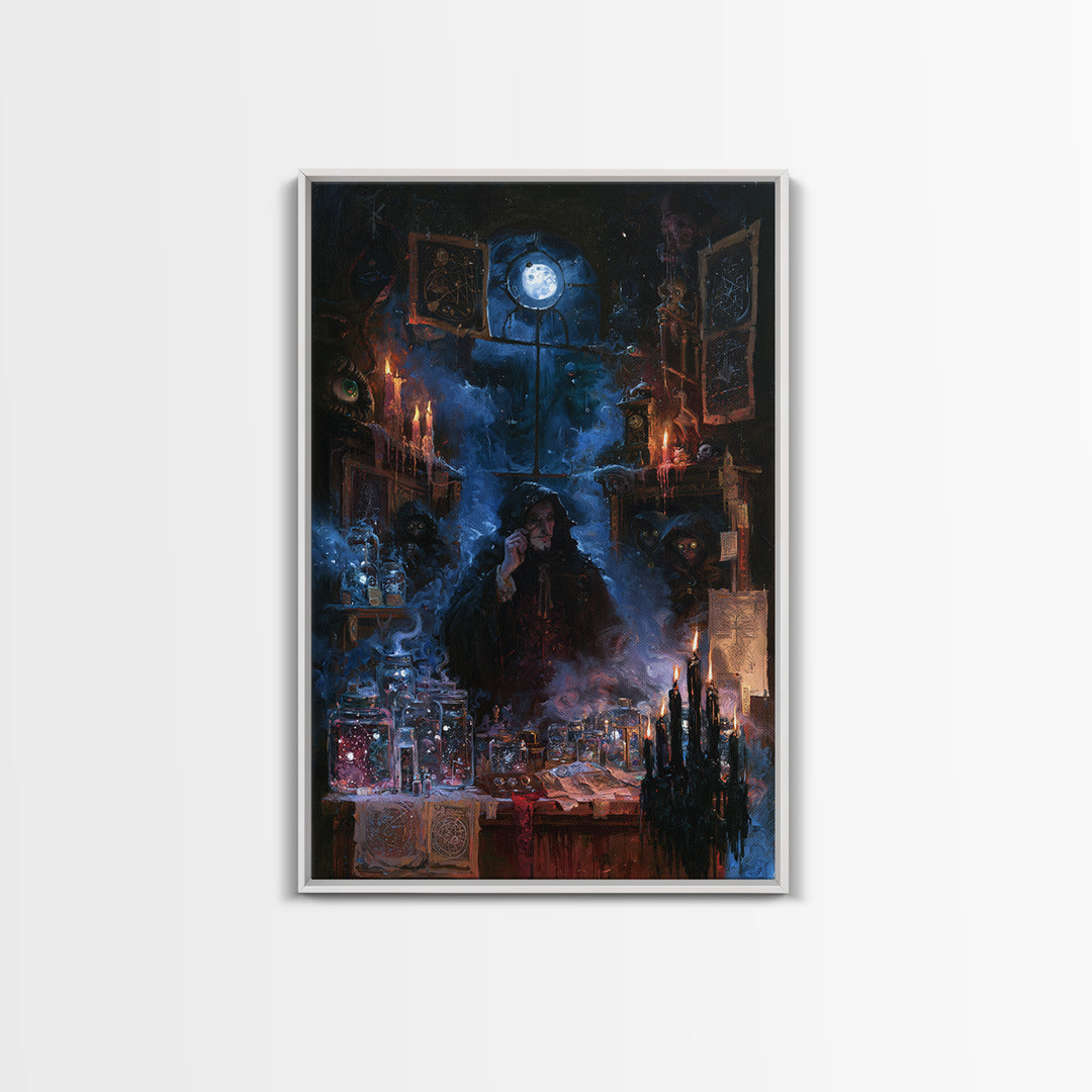 The Lantern Market Beyond The Veil, Dark Academia Wall Art, Vertical Wall Art, Framed Canvas Print, Gothic Wall Decor, Dark Fantasy Art