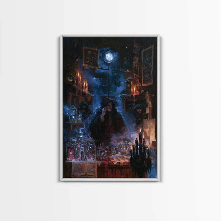 The Lantern Market Beyond The Veil, Dark Academia Wall Art, Vertical Wall Art, Framed Canvas Print, Gothic Wall Decor, Dark Fantasy Art