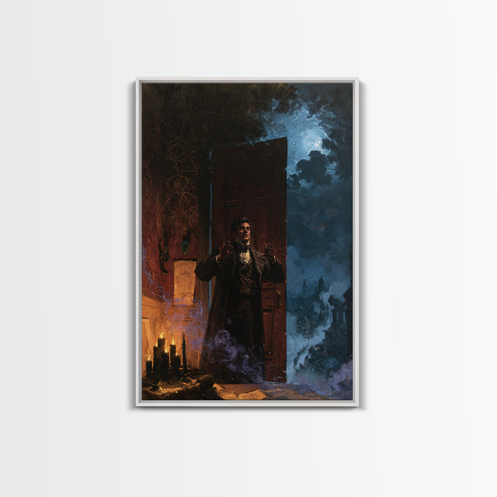 The Thirteenth Door Of Arkham House, Lovecraftian Portrait Art, Vertical Wall Art, Canvas Print, Gothic Wall Decor, Halloween Portrait Art