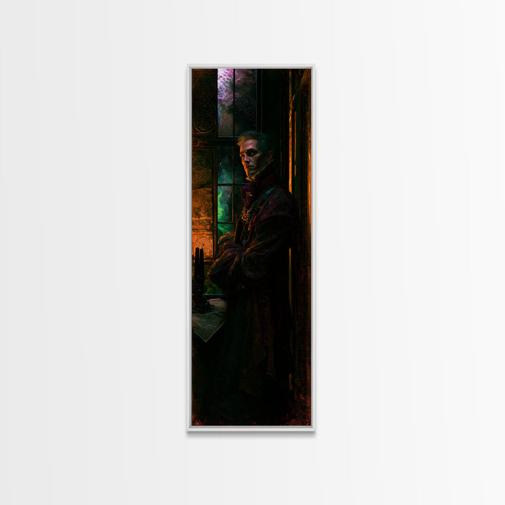 The Thirteenth Door Of Arkham House, Victorian Cosmic Horror, Tall Narrow Wall Art, Framed Canvas Print, Gothic Wall Decor