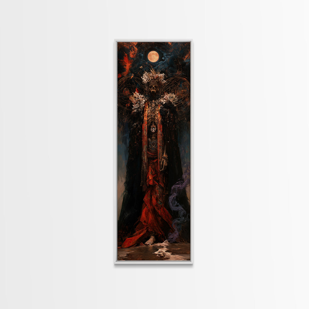 The Salt King Of The Black Shore, Antique Gothic Portrait, Tall Narrow Wall Art, Framed Canvas Print, Gothic Wall Decor, Halloween Wall Art