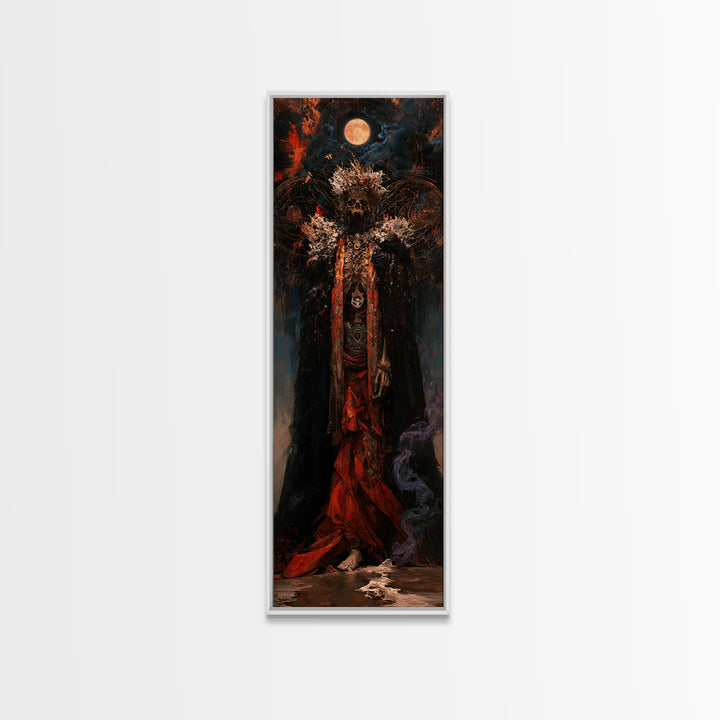 The Salt King Of The Black Shore, Antique Gothic Portrait, Tall Narrow Wall Art, Framed Canvas Print, Gothic Wall Decor, Halloween Wall Art