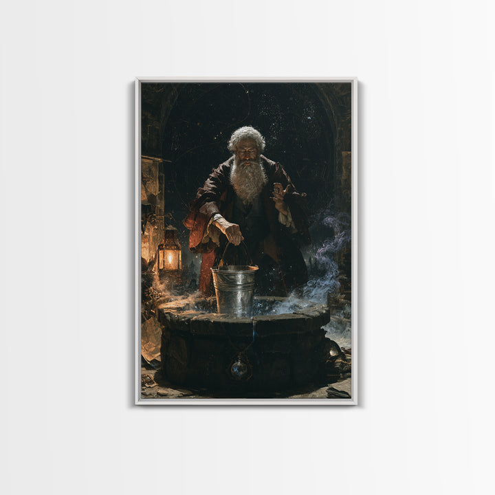 The Dreamwell Beneath Miskatonic, Victorian Horror Portrait, Vertical Wall Art, Framed Canvas Print, Gothic Wall Decor, Halloween Wall Art