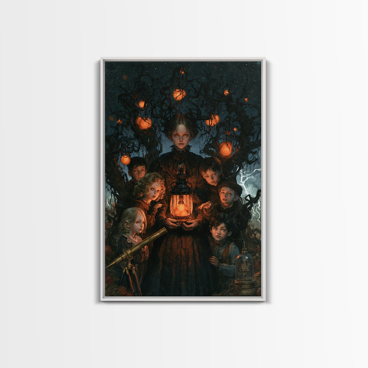 The Children Of The Star Orchard, Antique Gothic Portrait, Vertical Wall Art, Canvas Print, Gothic Wall Decor, Halloween Portrait Art