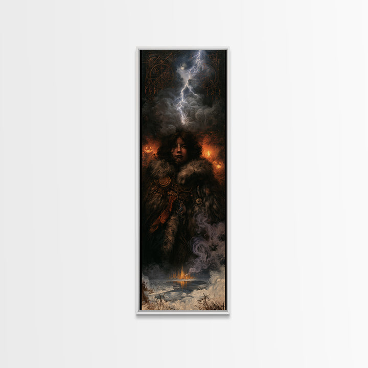 The Frost Beyond Carcosa, Macabre Victorian Decor, Tall Narrow Wall Art, Canvas Print, Gothic Wall Decor, Halloween Portrait Art