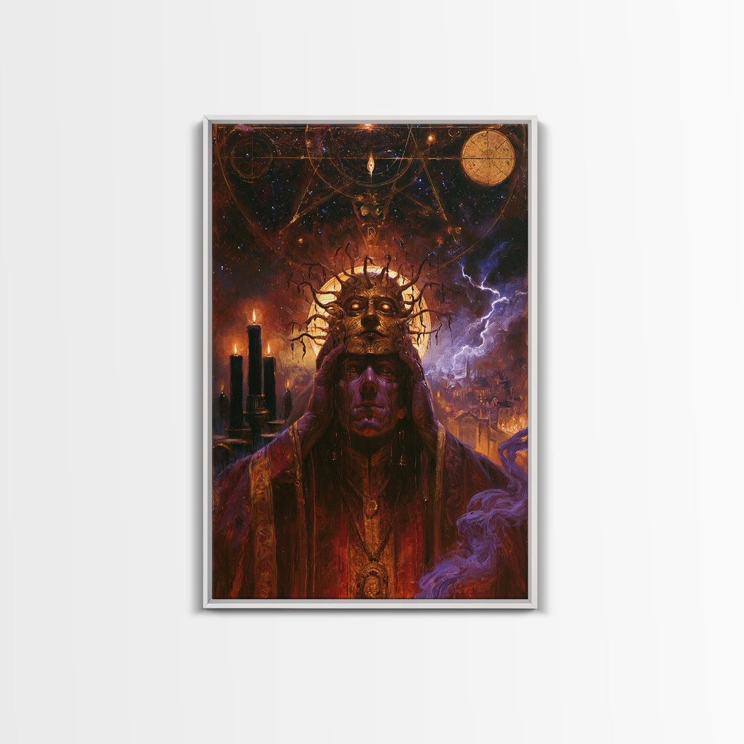 The Mask Of The Crawling God, Victorian Gothic Art, Vertical Wall Art, Framed Canvas Print, Gothic Wall Decor, Halloween Portrait Art