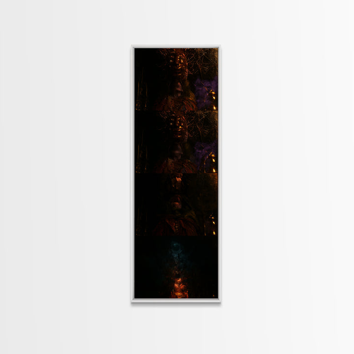 The Mask Of The Crawling God, Macabre Victorian Decor, Tall Narrow Wall Art, Framed Canvas Print, Gothic Wall Decor, Halloween Portrait Art